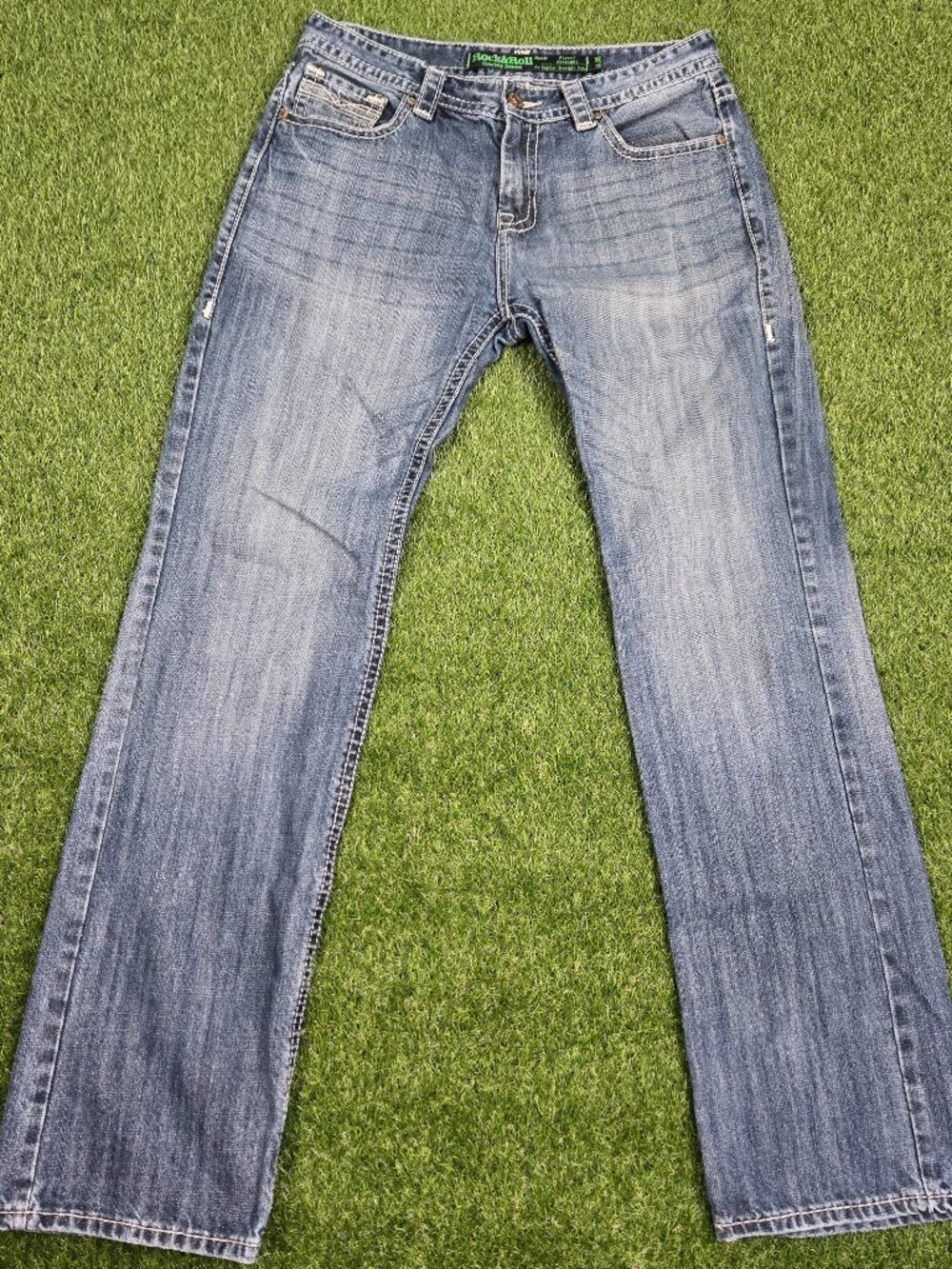 Rock & Roll Jeans 34x36 Pistol Straight Regular Fit Western Cowboy Rodeo Whisker